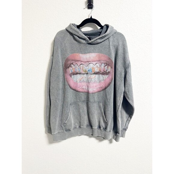 Saint Tears Oversized Hoodie Mouth Teeth Graphic Jesus Water Into Wine Large - Picture 3 of 11
